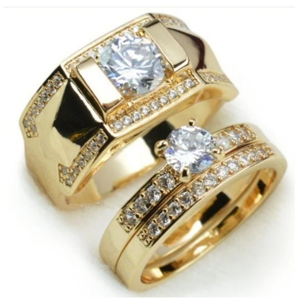 3 piece diamonnique engagement ring set